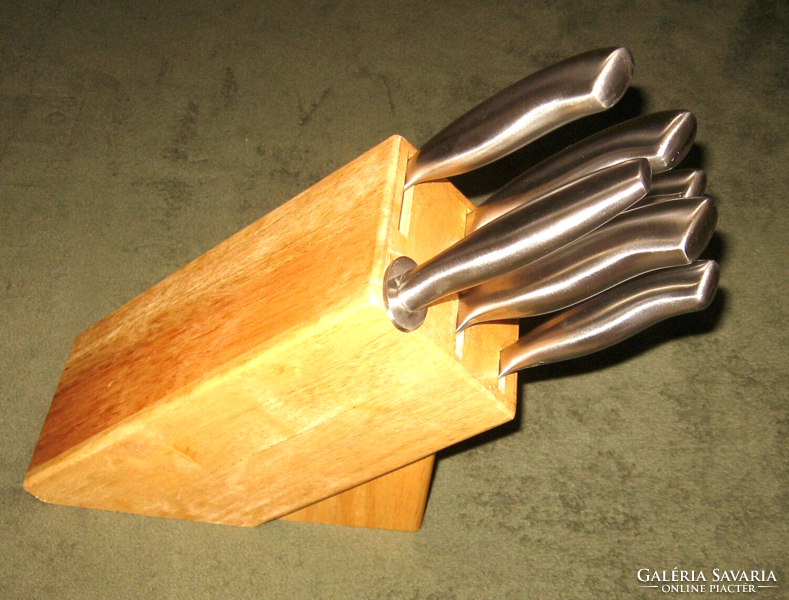 Knife set with wooden holder