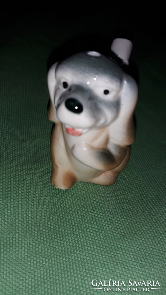 Retro porcelán kiskutya figura amely működő használható síp is egyben 5 cm a képek szerint 3.