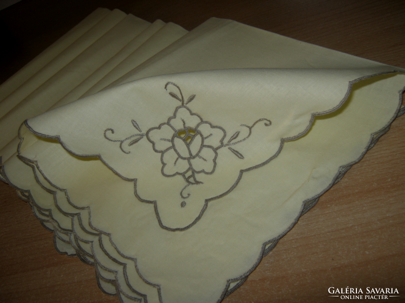 6 pcs new retro napkin table cloth embroidered azure