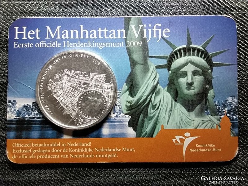 Hollandia 400 éves Manhattan ezüstözött 5 Euro 2009 (id48289)