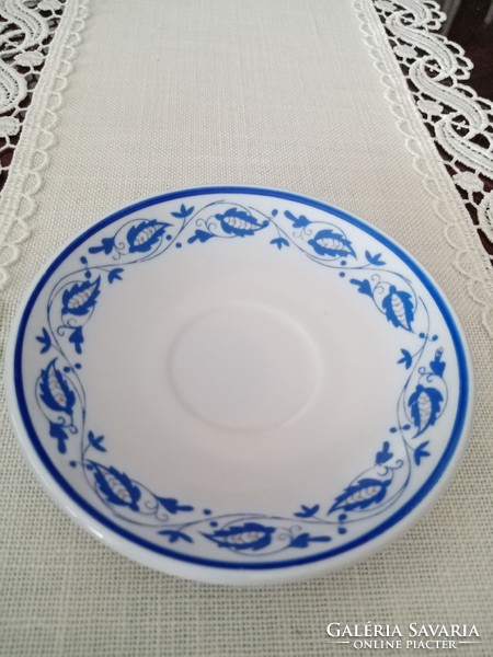 Retro Zsolnay porcelán kávés csésze alj - kék-fehér népi motívumos