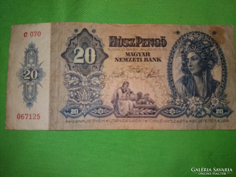 Régi Magyar bankjegy 1941. január 20 pengő a képek szerint