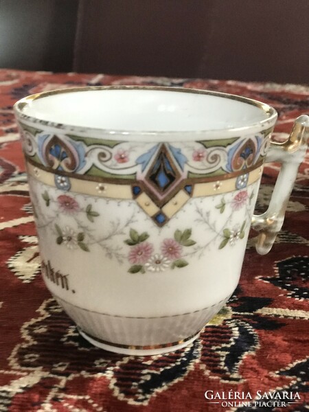Old, beautifully painted mug, glass