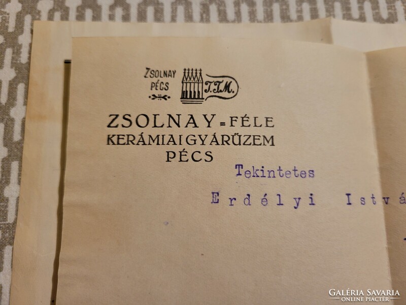 Zsolnay cserépkályha számla eredeti levéllel ritkaság