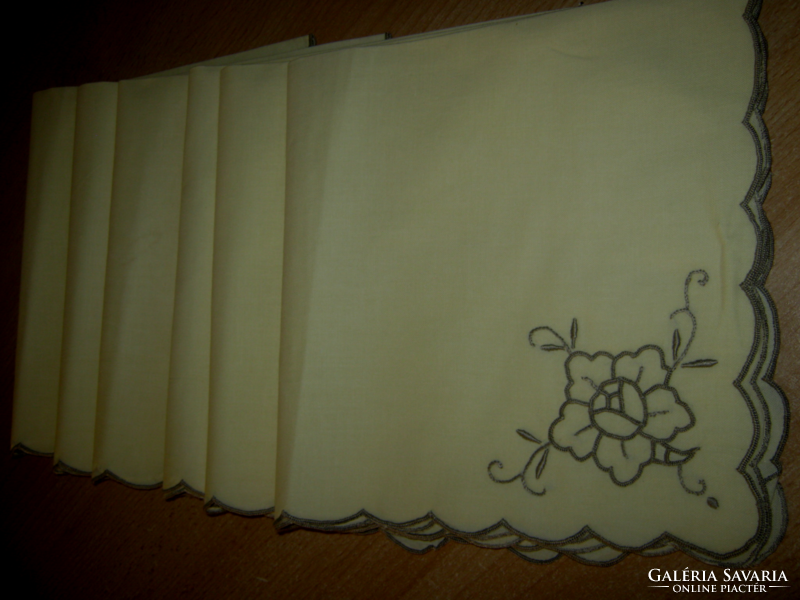 6 New retro textile napkin table cloth embroidered azure