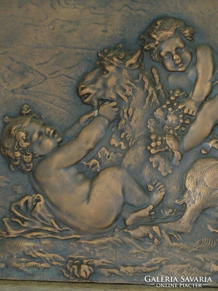 Very nice bronze relief mural with puttos.