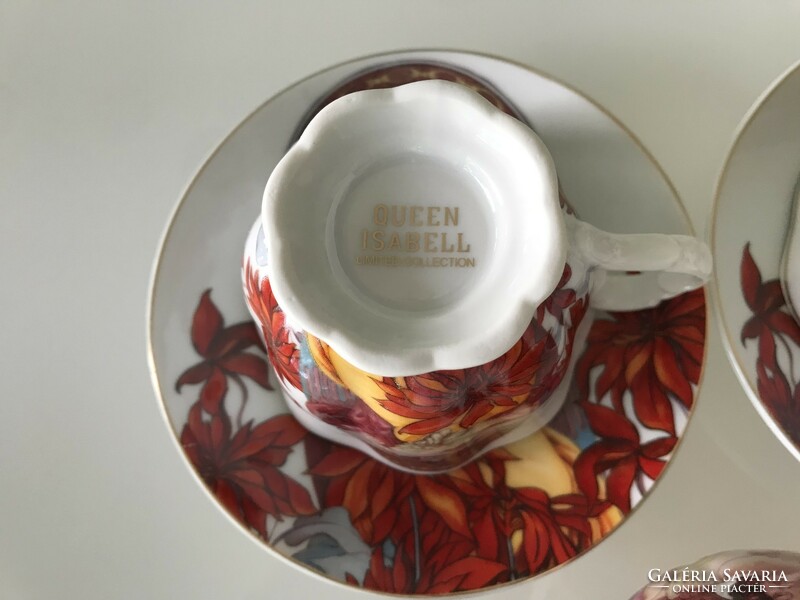Porcelán teás szett Alfons Mucha festményével, Queen Isabell porcelán