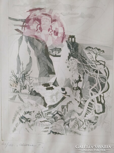 Tibor Zala: Odyssey III. In its original frame, 52 x 42 cm