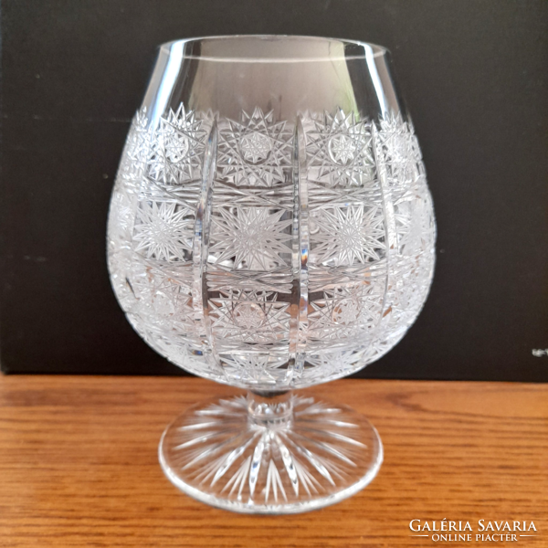Old large crystal goblet, decorated with beautiful engraving