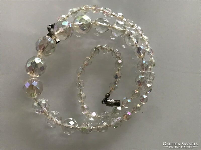 Necklace made of aurora borealis crystals, 49 cm long