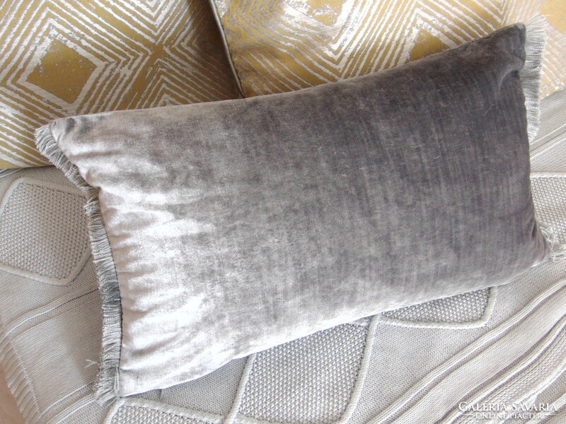 2 gray velvet decorative cushion covers