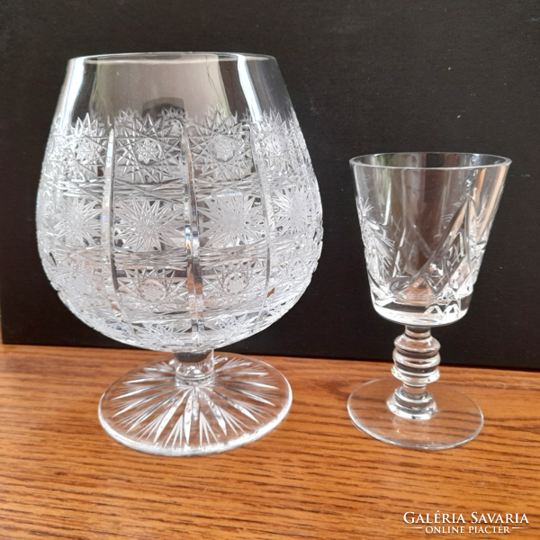Old large crystal goblet, decorated with beautiful engraving