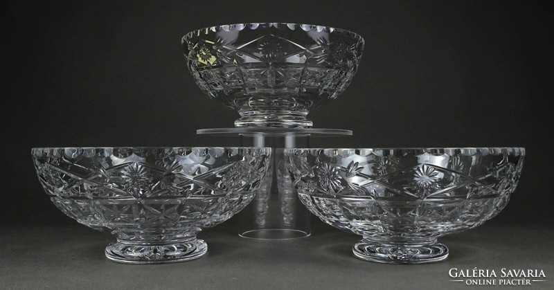 Marked 1M977 Lipkai crystal table center serving bowl 3 pieces