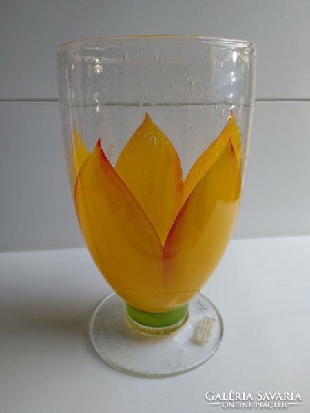 Craftsman glass vase, hand painted, flawless, 24 cm