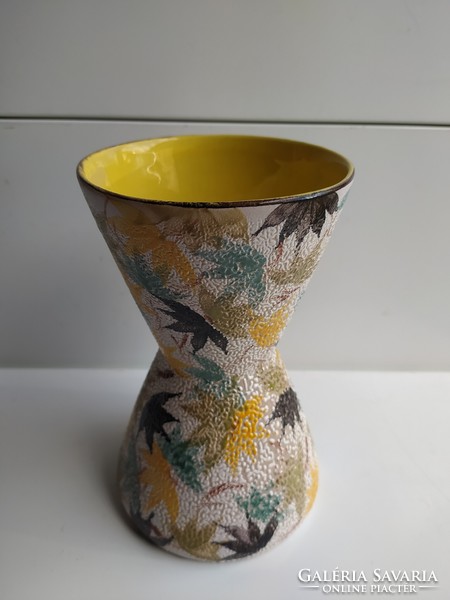 Retro vase - with bright decor, rarer form, marked, flawless, 20 cm
