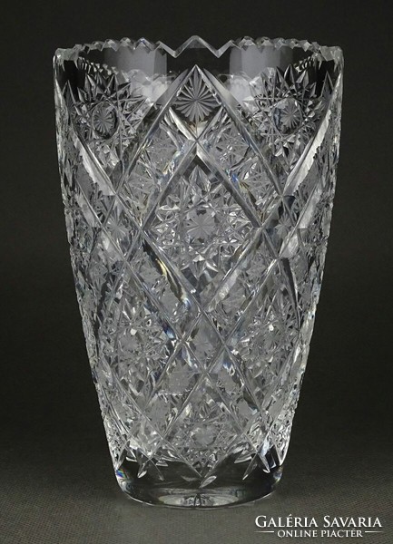 1M969 Vastag falú gyönyörű kristály váza 16 cm