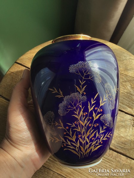 Old Weimar cobalt blue porcelain vase