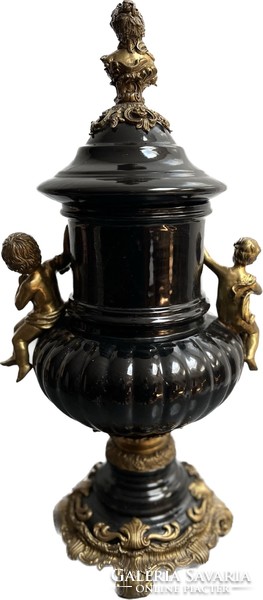 Sculptural black urn vase