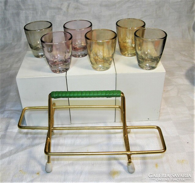 Retro drink set - colorful glass set in original holder