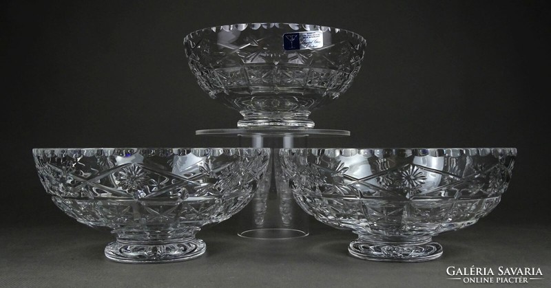 Marked 1M977 Lipkai crystal table center serving bowl 3 pieces