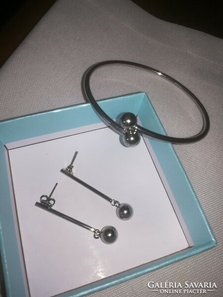 Steel earrings and bracelet