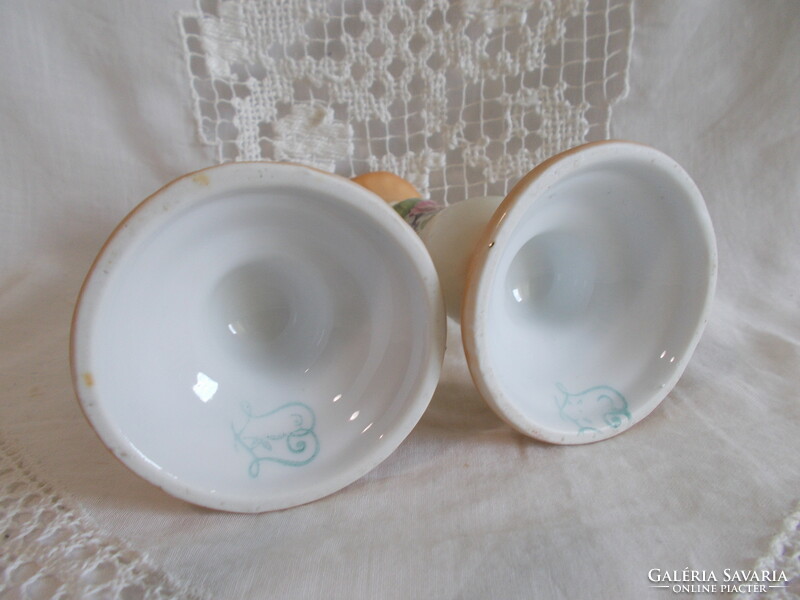 2 English porcelain candle holders