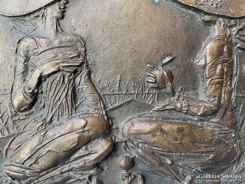 Sándor Kligl: bronze wall decoration, rare collector's item