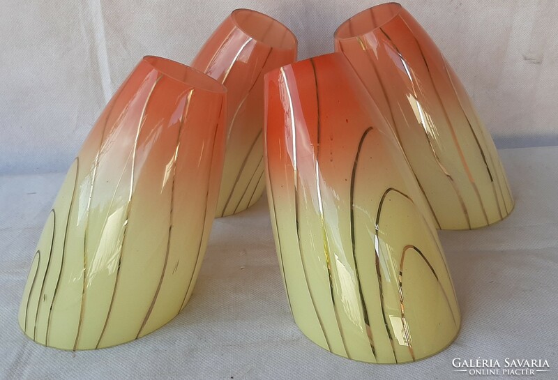 4 Retro hand-painted glass lampshades