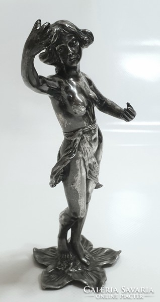 Silver-plated art nouveau pewter statue