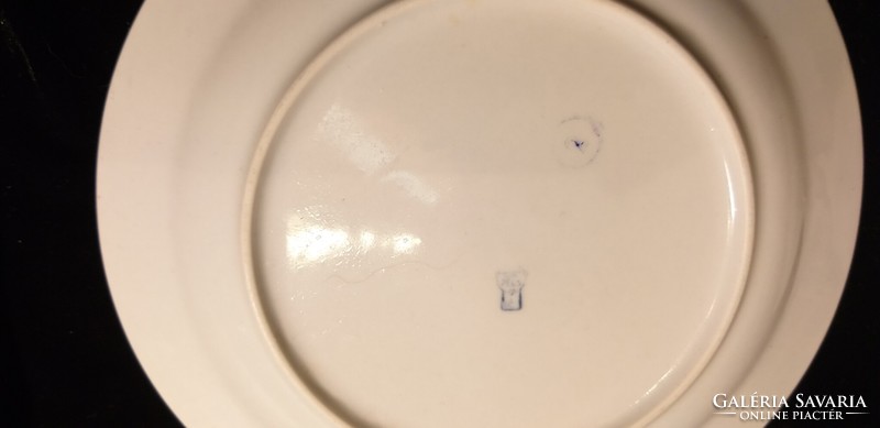 Zsolnayi porcelán tányér zöld csíkos 19,5 cm