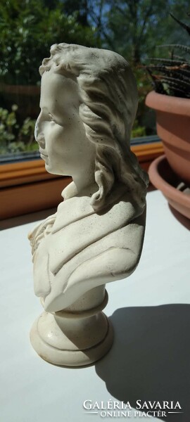 Decorative, small-sized, man-made stone bust