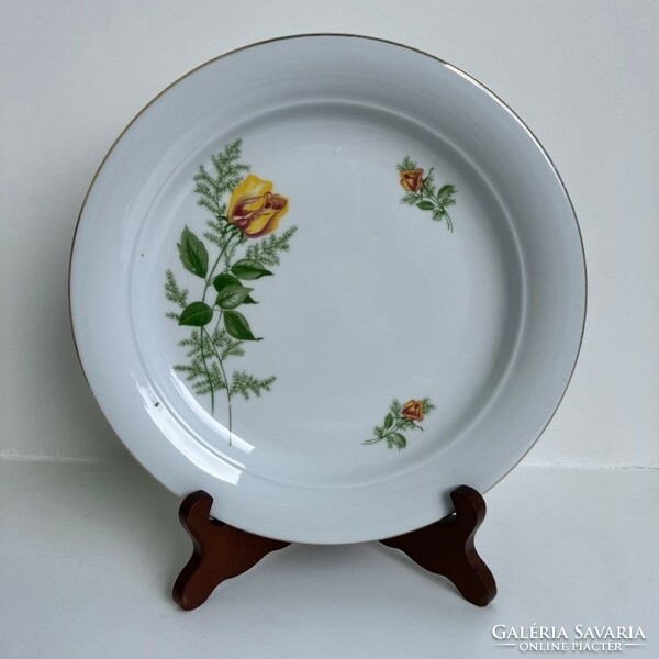 Kahla Sárga rózsás - virágos - virágmintás porcelán lapos tányér 23.5 cm