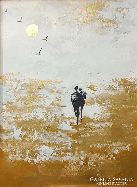 Molnár Ilcsi  " Arany séta, csenben ...  "  című munkám - akril festmény