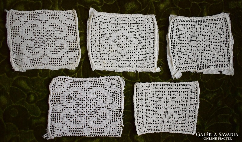 Crochet lace figure flower pattern tablecloth curtain decorative pillow image insert 12x9.5cm x4pcs, 1pc. 11X8.5cm