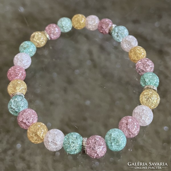 Colored rock crystal pastel colors women's mineral bracelet