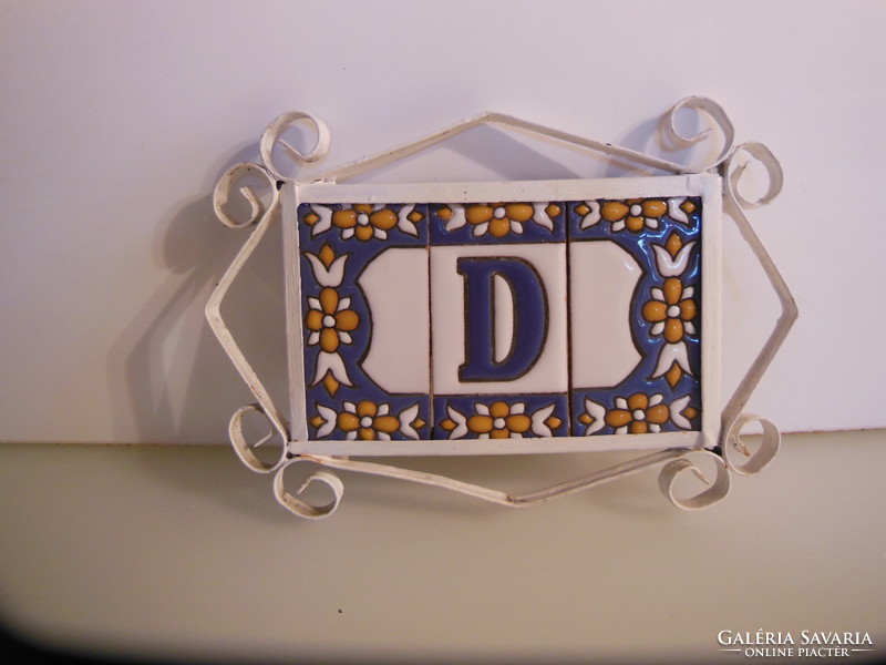 Tile board - metal frame - 3 d - hand painted - 17 x 12 cm - Austrian - perfect