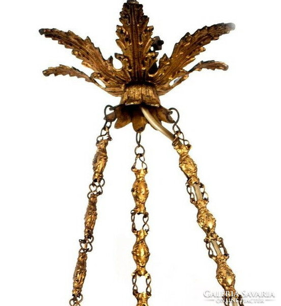 Szecessziós aranyozott bronz csillár
