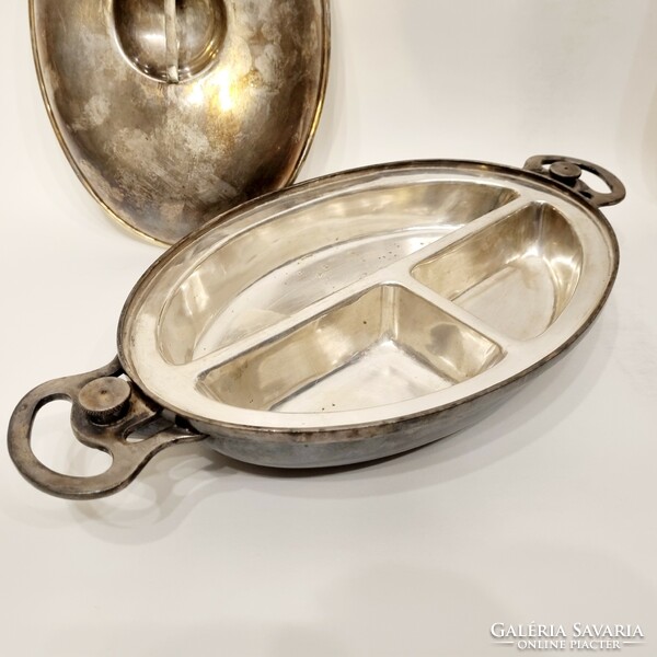 Silver-plated antique English Wiskemann dish warming food holder - ep
