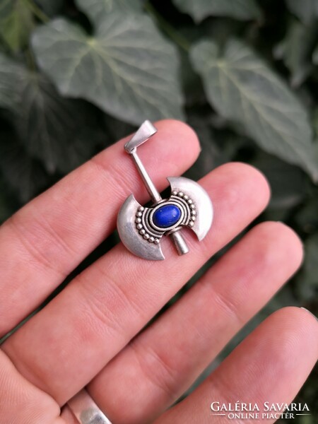 Lapis lazuli stone, silver pendant