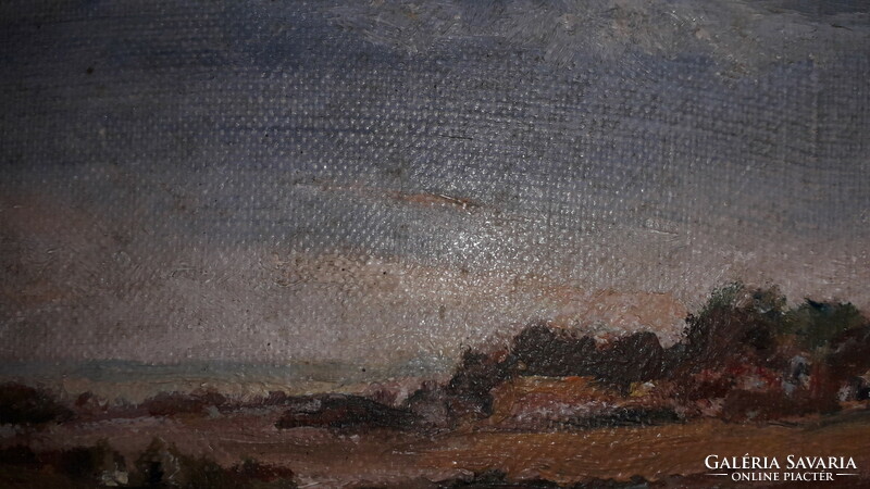 Beautiful antique oil-canvas painting miniature with signature cc.Palmer landscape 20 x 10 cm according to the pictures