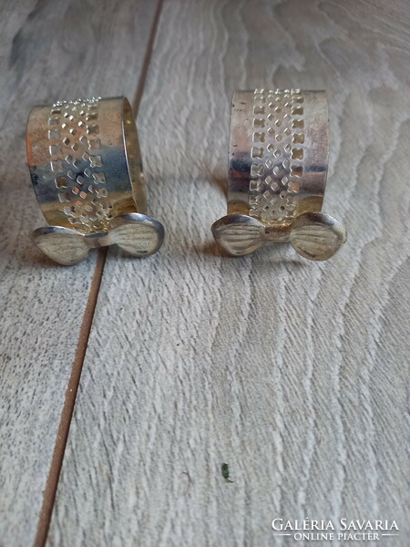 Pair of old openwork steel napkin rings