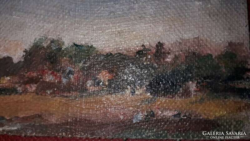 Beautiful antique oil-canvas painting miniature with signature cc.Palmer landscape 20 x 10 cm according to the pictures