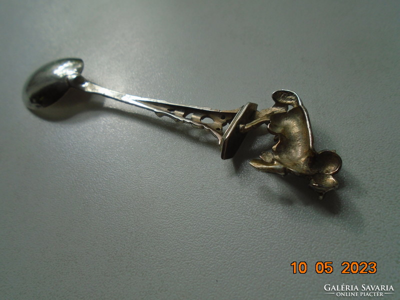 Antique goldsmith's figural miniature capricorn star sign on pedestal 800 silver decorative spoon