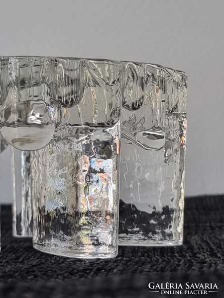 Vintage kristályüveg mécsestartó, dekoráció -tömör,nehéz üvegmunka