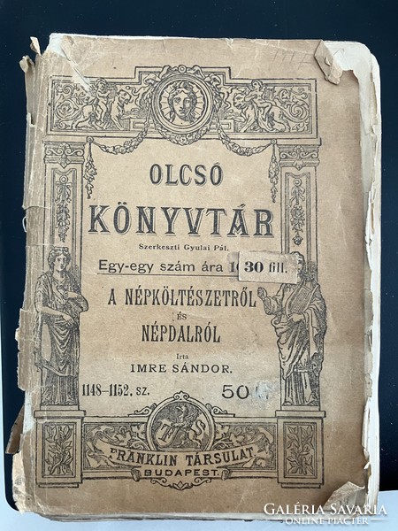 Imre Sándor: A népköltészetről és népdalról antik könyvecske, 1900, Franklin Társulat