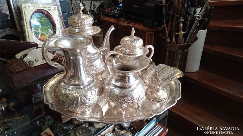 Thickly silver-plated Art Nouveau coffee service set.