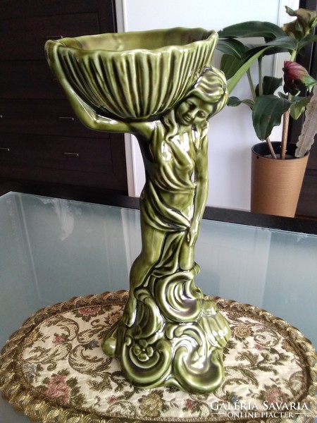 Art deco water nymph sculpture with green glaze, based on the design of the Englishman Gordon Bradley.