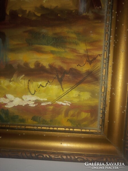 Festmény: szarvas a tónál 77*63 cm kerettel