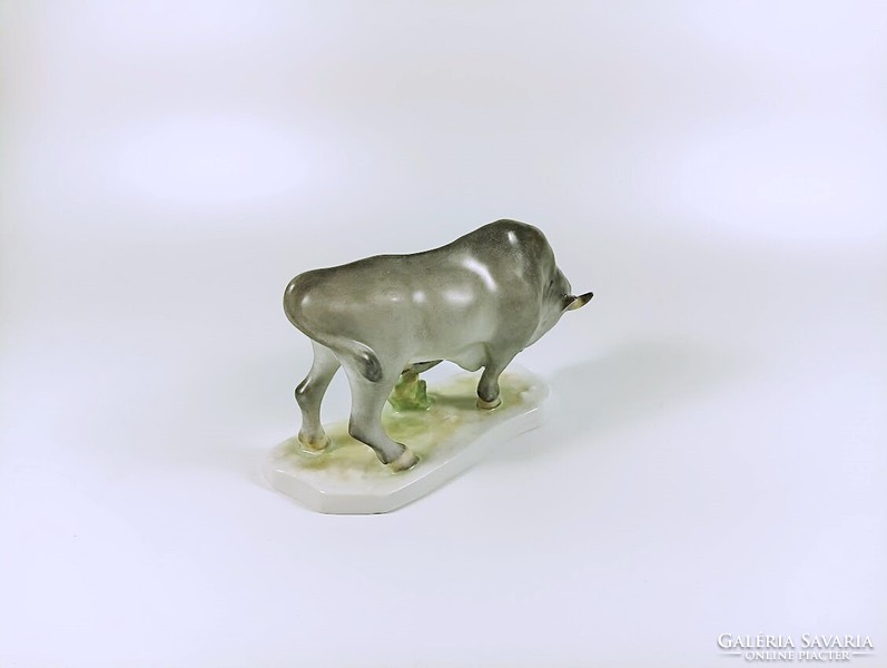 Herend, gray bison, hand-painted porcelain figure, flawless! (B137)