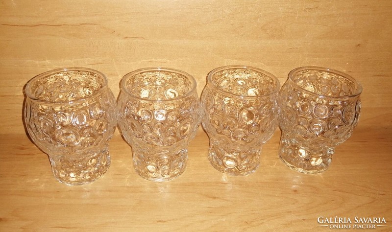 Retro  üveg pohár 4 db egyben - magasság 9 cm (7/K)
